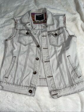 21MEN Light Gray-Blue Size M Denim Vest